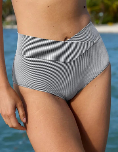 Aerie Ribbed High Waisted Full Coverage Crossover Bikini Bottom