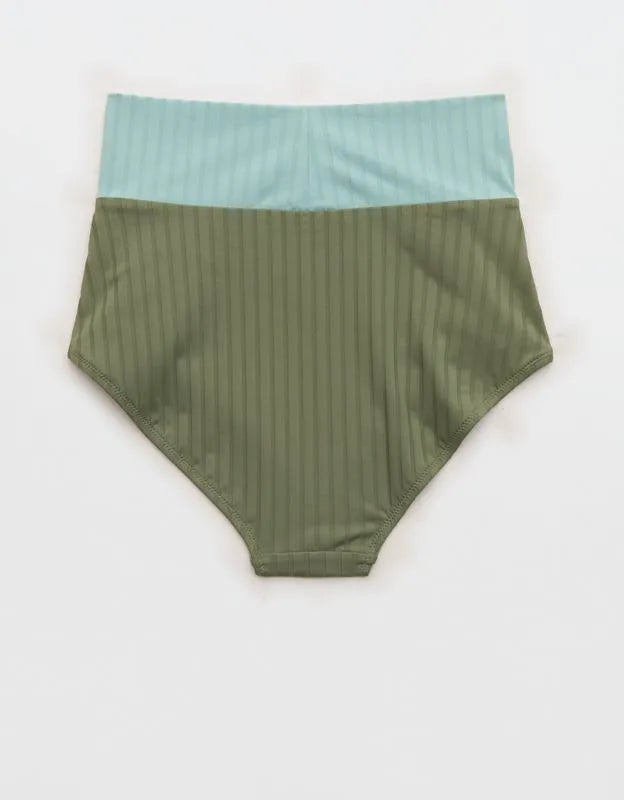 Aerie Ribbed High Waisted Full Coverage Bikini Bottom