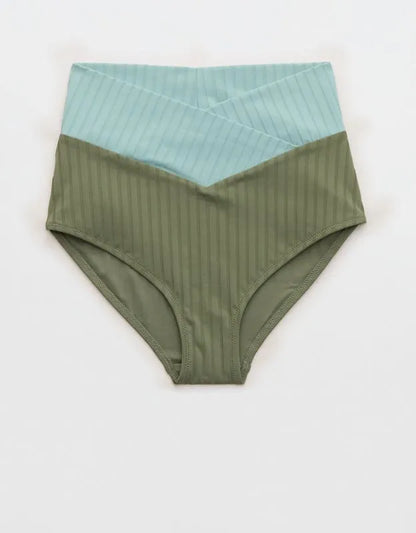 Aerie Ribbed High Waisted Full Coverage Bikini Bottom