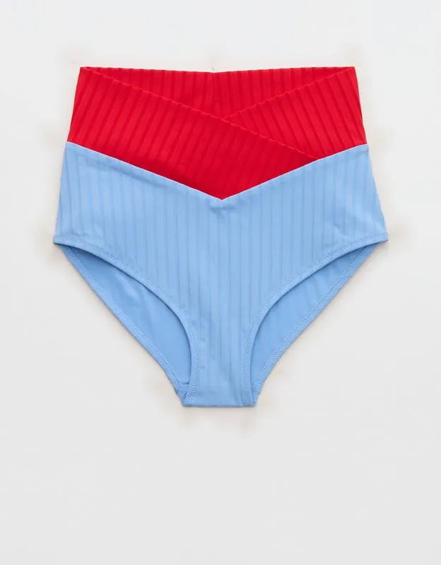 Aerie Ribbed High Waisted Full Coverage Bikini Bottom