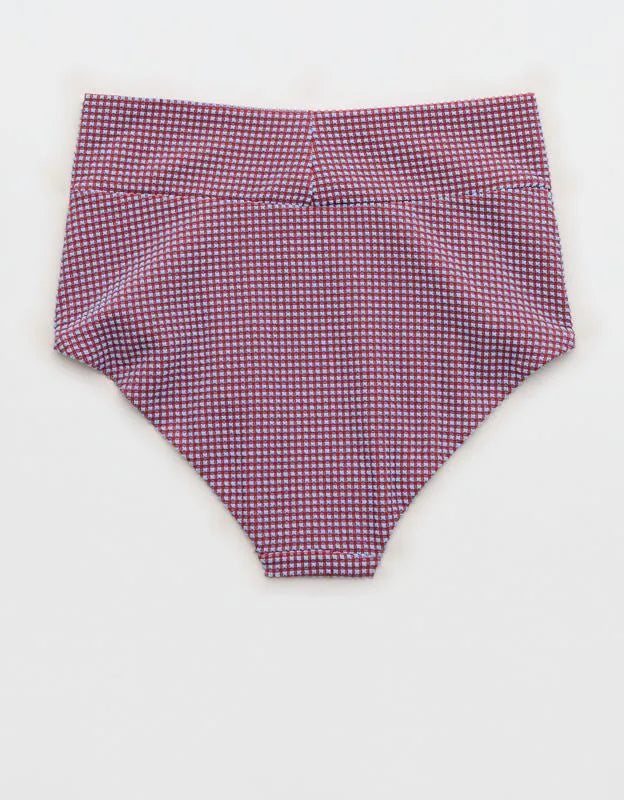Aerie Gingham High Waisted Full Coverage Bikini Bottom