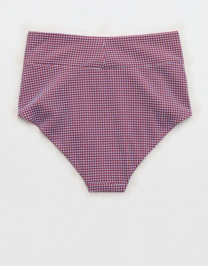 Aerie Gingham High Waisted Full Coverage Bikini Bottom