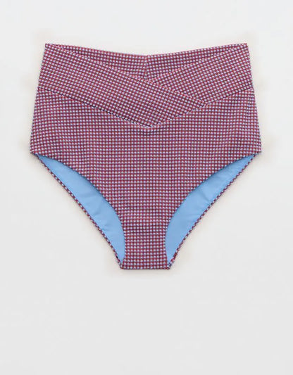 Aerie Gingham High Waisted Full Coverage Bikini Bottom
