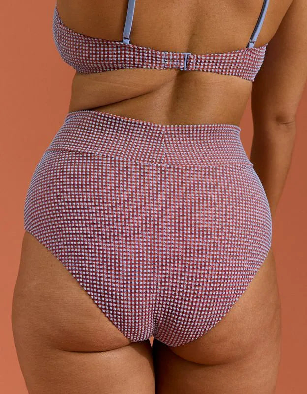 Aerie Gingham High Waisted Full Coverage Bikini Bottom