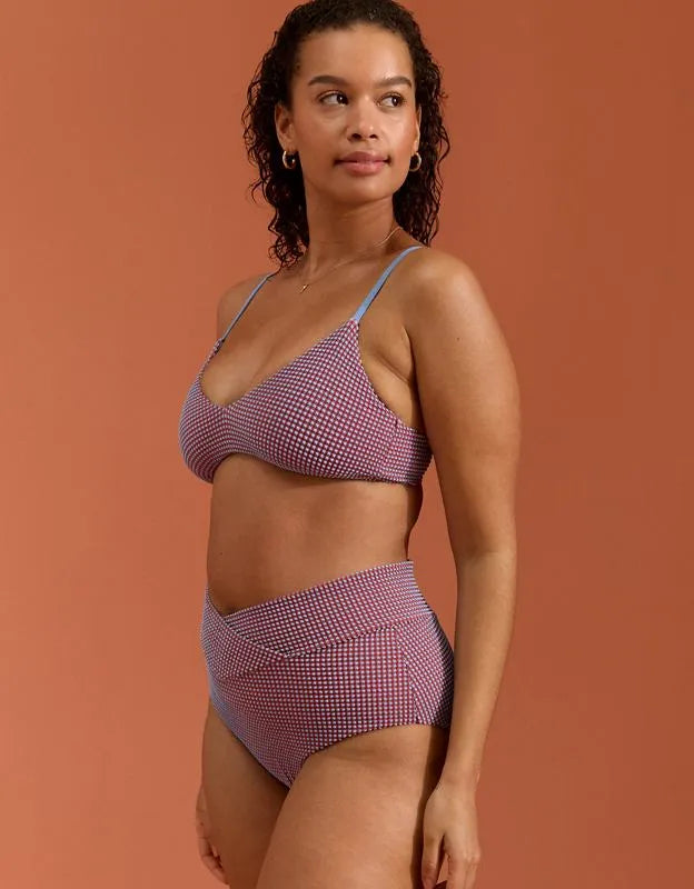Aerie Gingham High Waisted Full Coverage Bikini Bottom