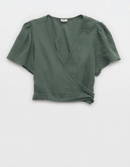 Aerie Day-Off Wrap Top
