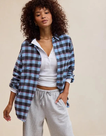 Aerie Anytime Fave Flannel Button Down Shirt