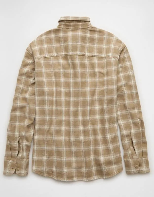 AE Boxy Fit Textured Flannel Shirt