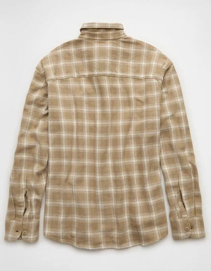 AE Boxy Fit Textured Flannel Shirt