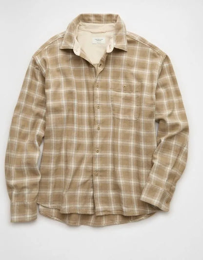 AE Boxy Fit Textured Flannel Shirt