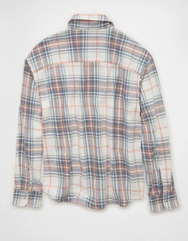 AE Boxy Fit Textured Flannel Shirt