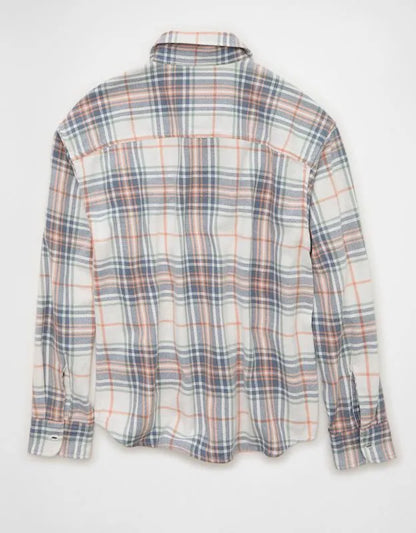 AE Boxy Fit Textured Flannel Shirt