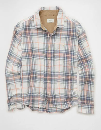 AE Boxy Fit Textured Flannel Shirt