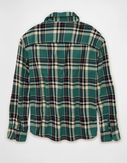 AE Boxy Fit Textured Flannel Shirt