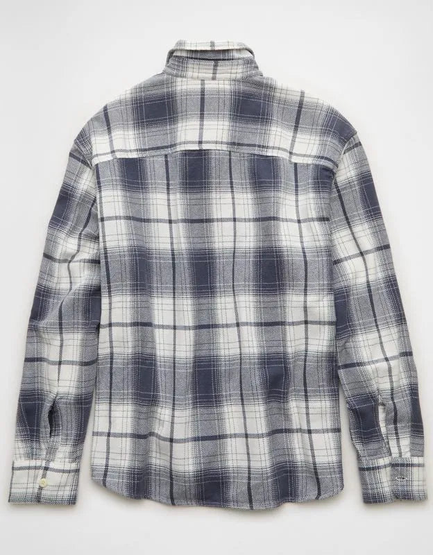AE Boxy Fit Textured Flannel Shirt