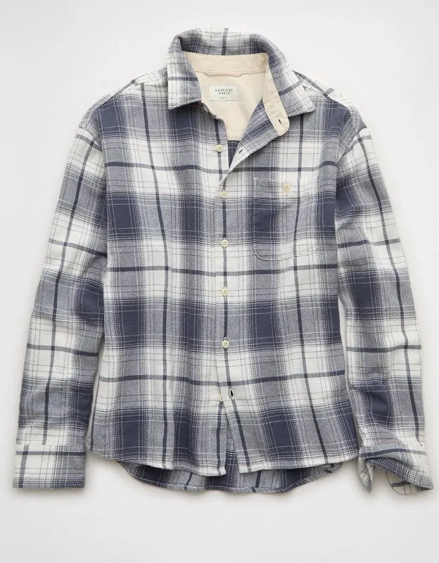 AE Boxy Fit Textured Flannel Shirt