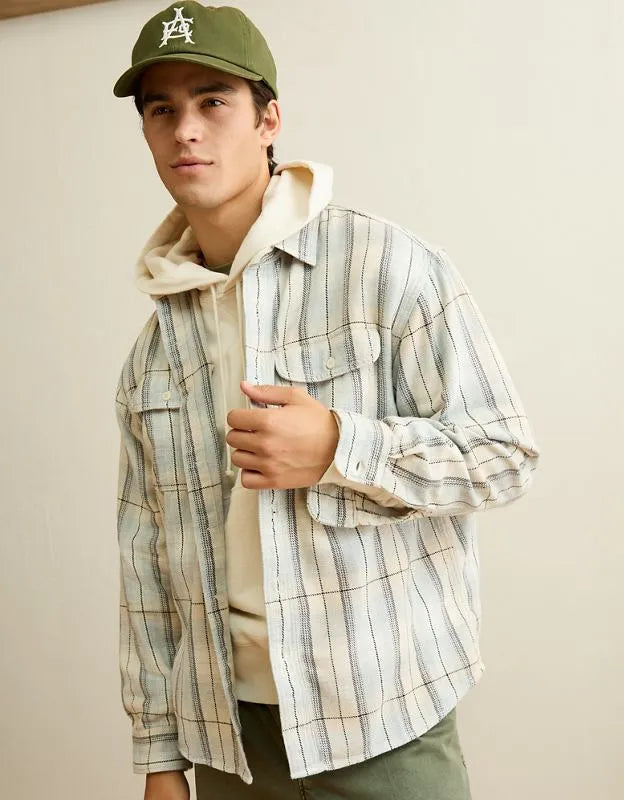 AE Relaxed Fit Textured Flannel Shirt