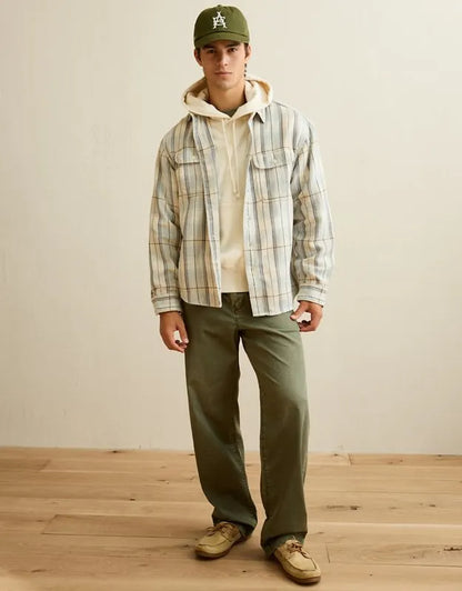 AE Relaxed Fit Textured Flannel Shirt