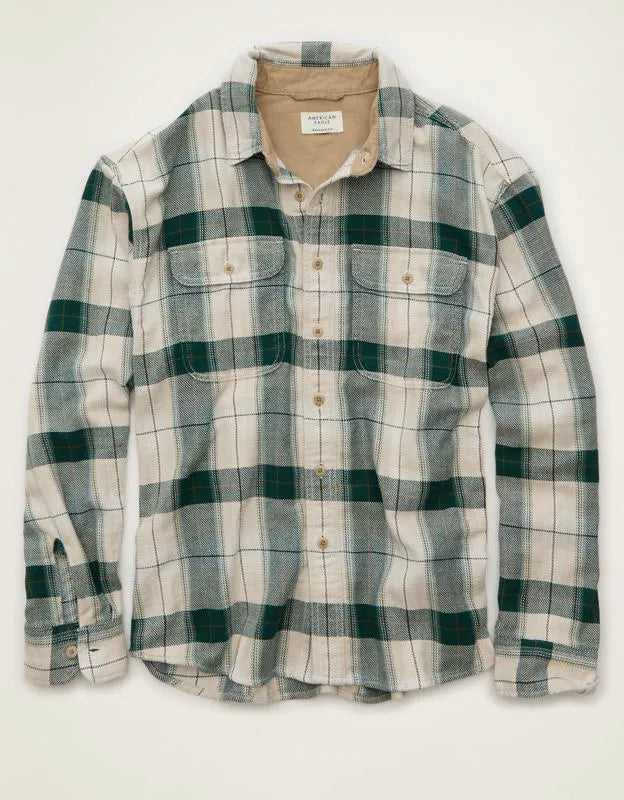 AE Relaxed Fit Textured Flannel Shirt