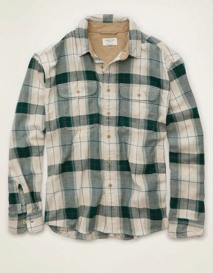 AE Relaxed Fit Textured Flannel Shirt