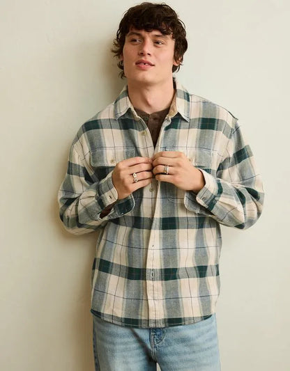 AE Relaxed Fit Textured Flannel Shirt