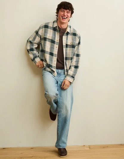 AE Relaxed Fit Textured Flannel Shirt