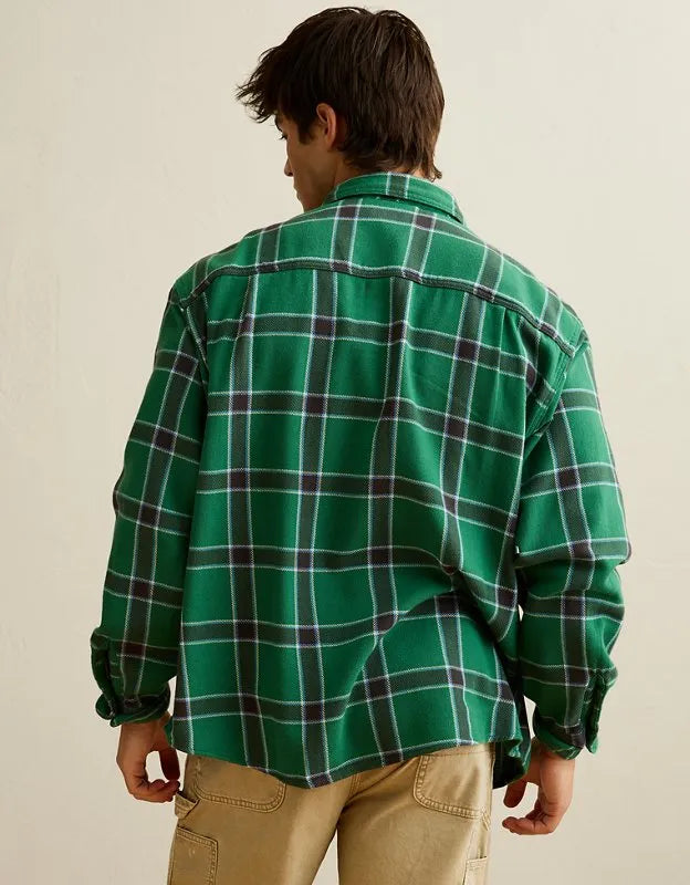 AE Relaxed Fit Textured Flannel Shirt