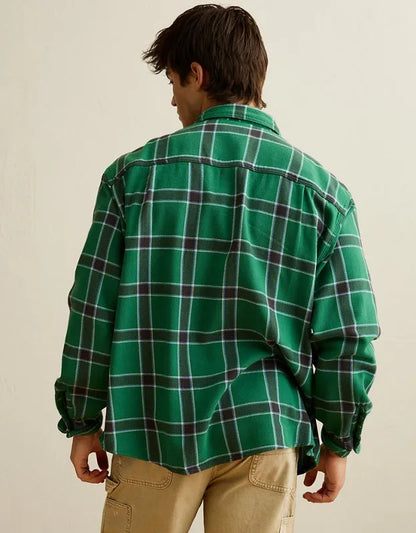AE Relaxed Fit Textured Flannel Shirt