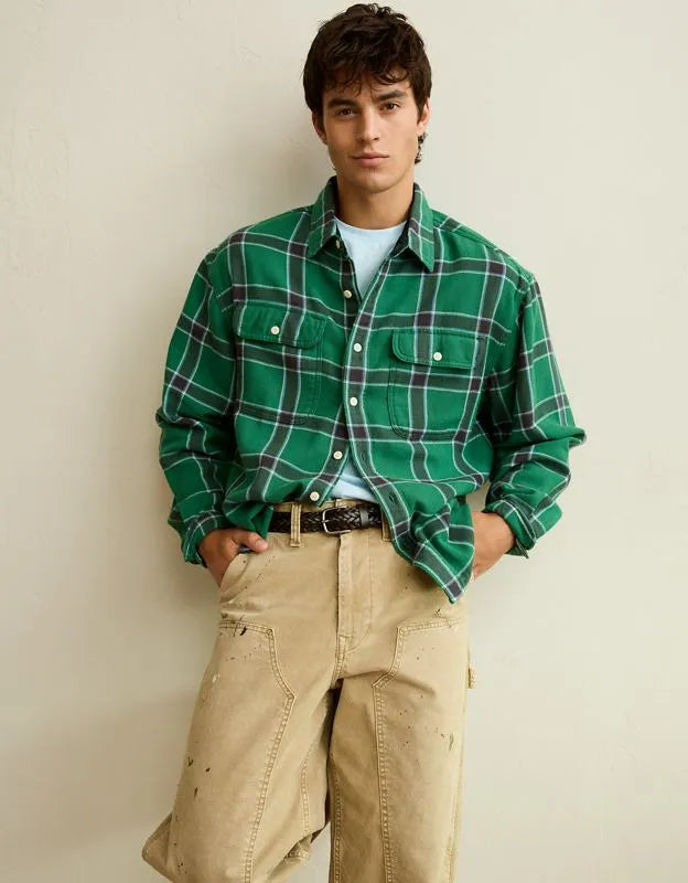 AE Relaxed Fit Textured Flannel Shirt