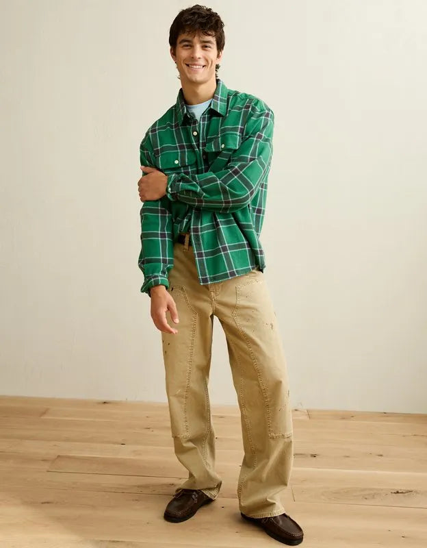 AE Relaxed Fit Textured Flannel Shirt