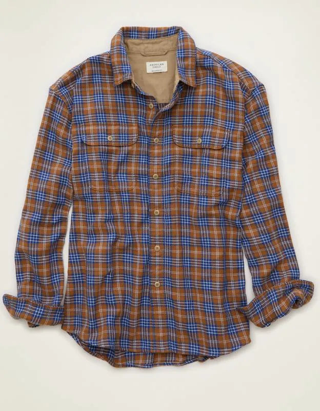 AE Relaxed Fit Textured Flannel Shirt