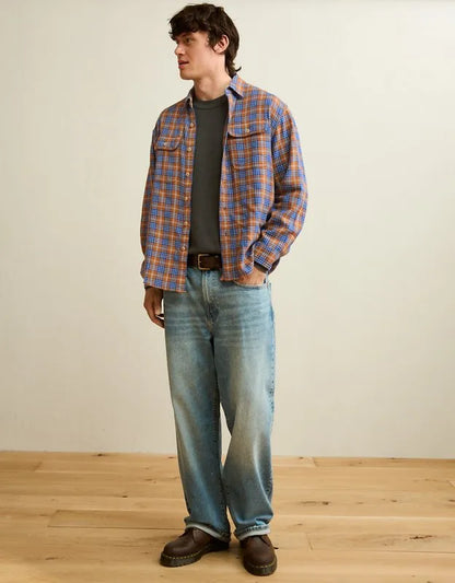 AE Relaxed Fit Textured Flannel Shirt