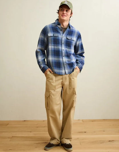 AE Relaxed Fit Textured Flannel Shirt