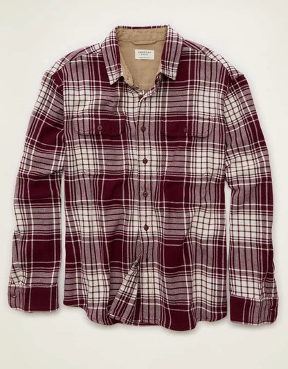 AE Relaxed Fit Textured Flannel Shirt