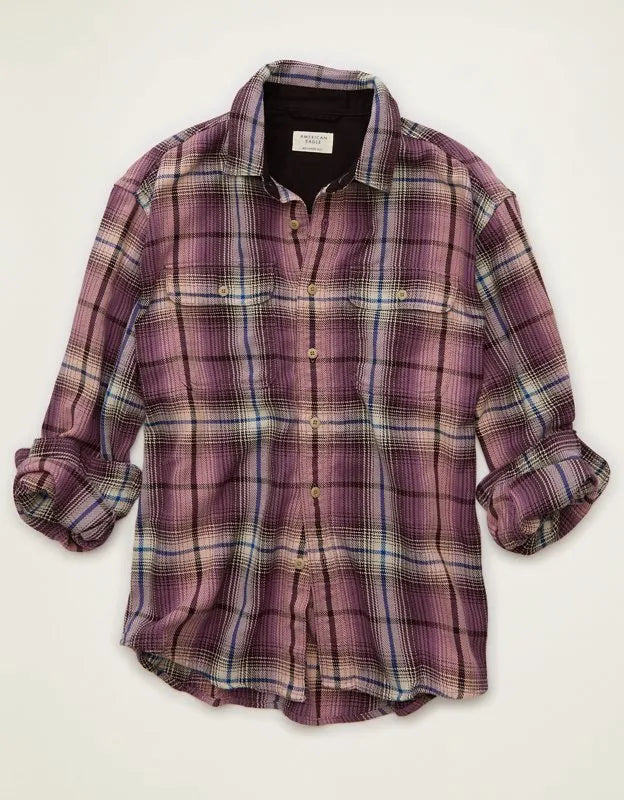 AE Relaxed Fit Textured Flannel Shirt