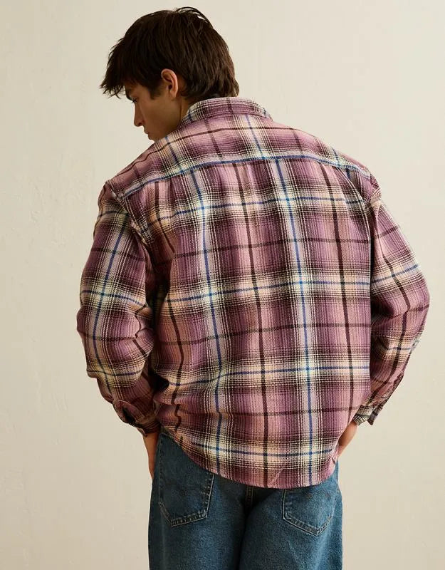 AE Relaxed Fit Textured Flannel Shirt