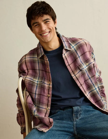 AE Relaxed Fit Textured Flannel Shirt