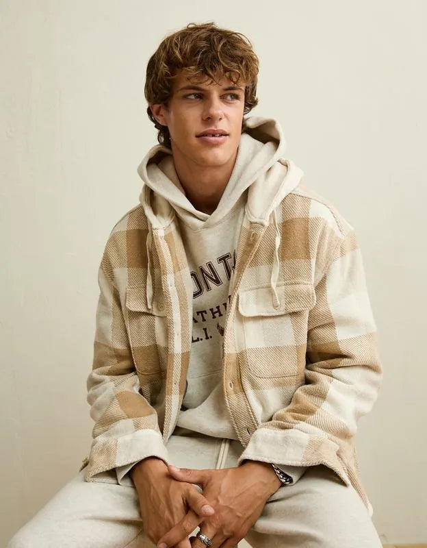 AE Relaxed Fit Hooded Flannel