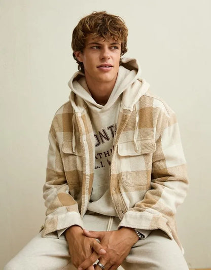 AE Relaxed Fit Hooded Flannel