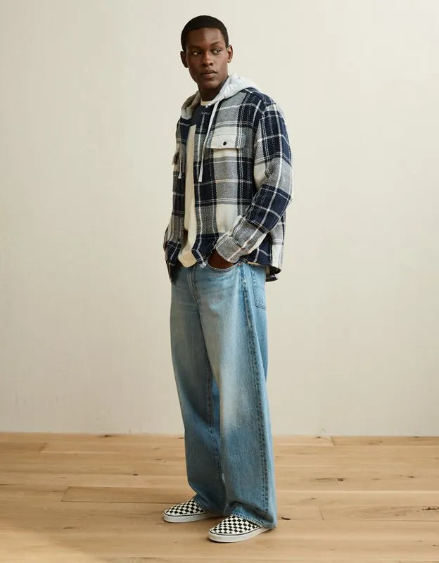 AE Relaxed Fit Hooded Flannel
