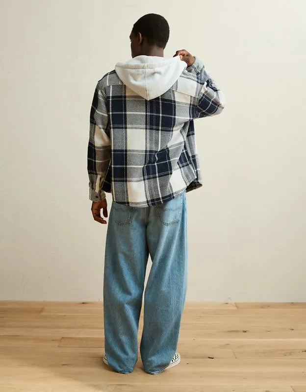 AE Relaxed Fit Hooded Flannel