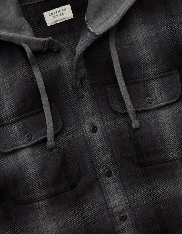 AE Relaxed Fit Hooded Flannel