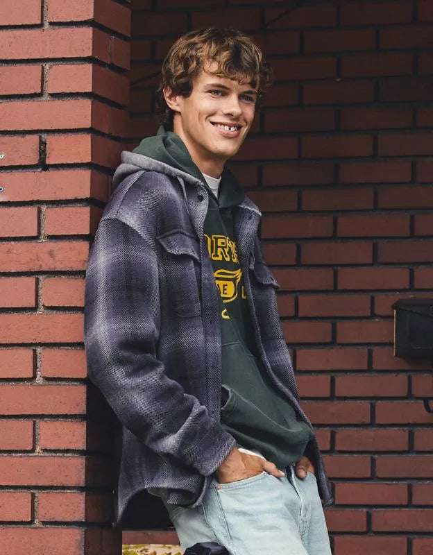 AE Relaxed Fit Hooded Flannel