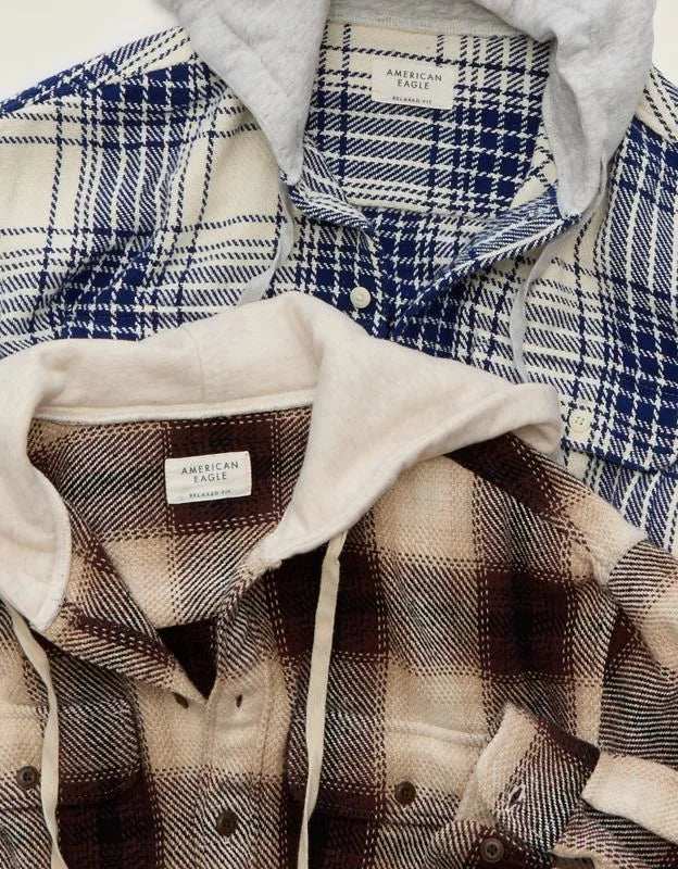 AE Relaxed Fit Hooded Flannel