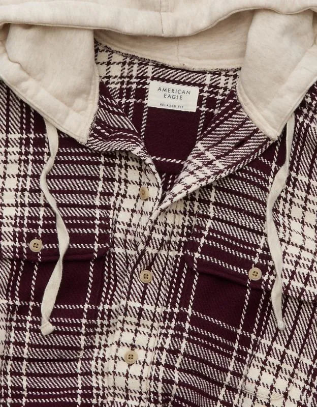 AE Relaxed Fit Hooded Flannel