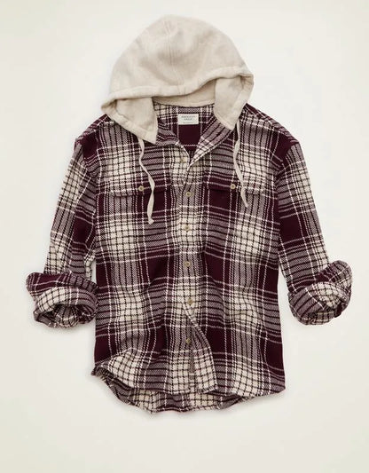 AE Relaxed Fit Hooded Flannel