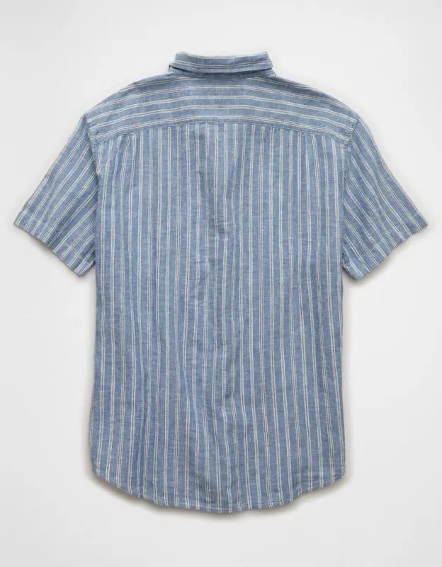 AE Standard Fit Linen-Blend Short-Sleeve Button-Up Shirt