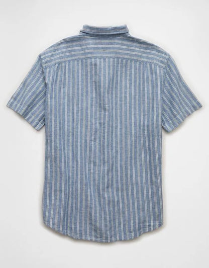 AE Standard Fit Linen-Blend Short-Sleeve Button-Up Shirt