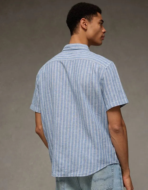 AE Standard Fit Linen-Blend Short-Sleeve Button-Up Shirt
