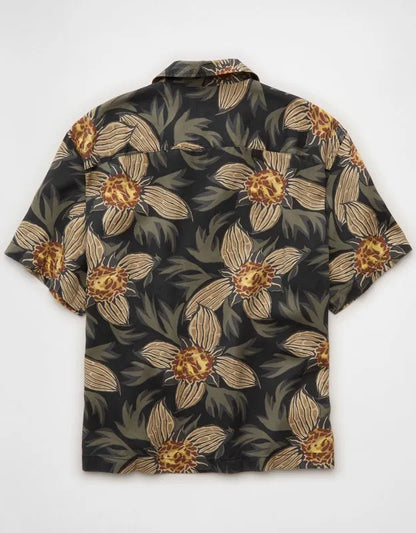 AE Relaxed Fit Camp Collar Button-Up Shirt